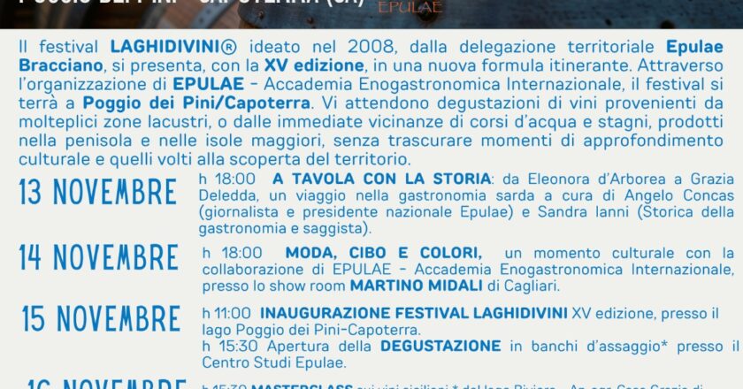 “Laghidivini” la 15ª edizione si terrà dal 13 al 17 novembre in Sardegna a Poggio dei Pini.